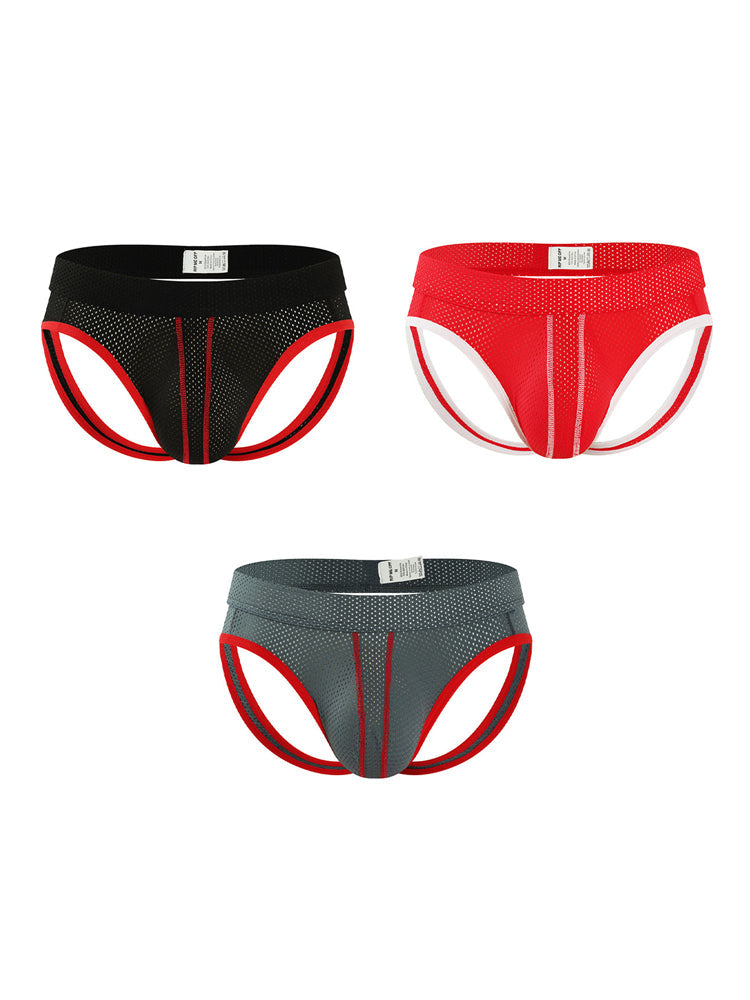 3 Pack Men's Breathable Mesh Sexy Moisture-Wicking 3D Cutting Jockstrap | dmunderwear detail image 12