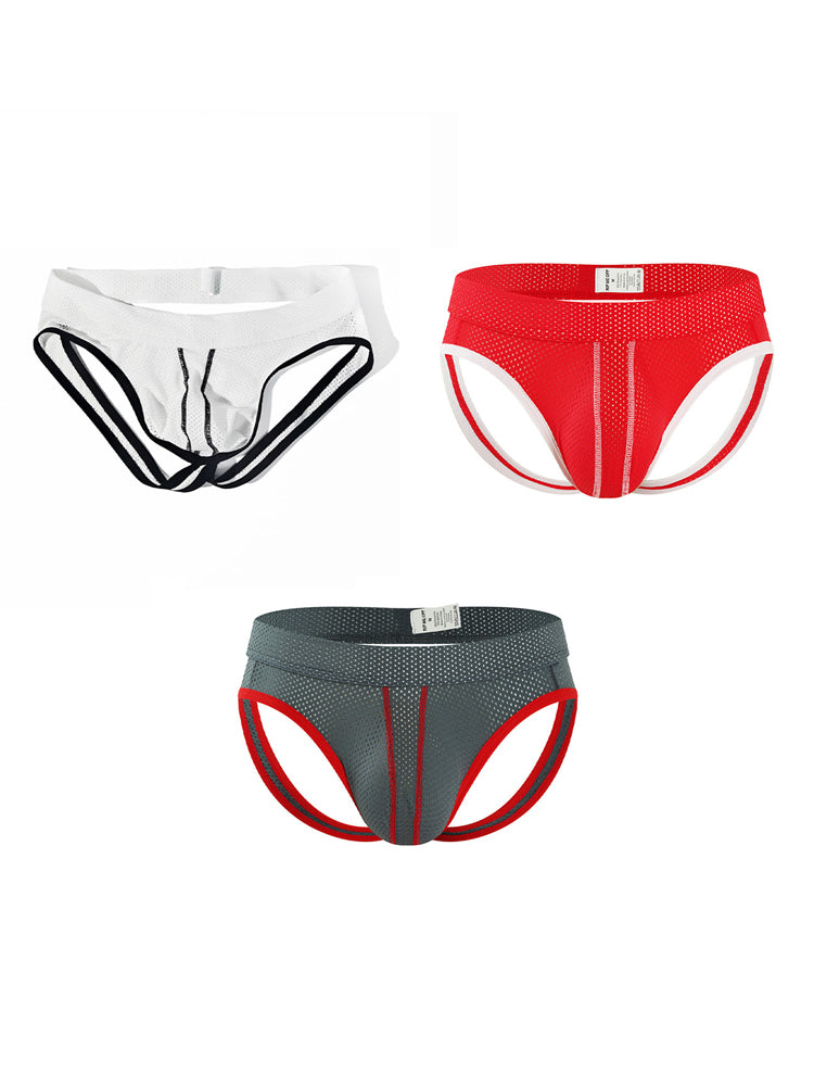 3 Pack Men's Breathable Mesh Sexy Moisture-Wicking 3D Cutting Jockstrap | dmunderwear detail image 16