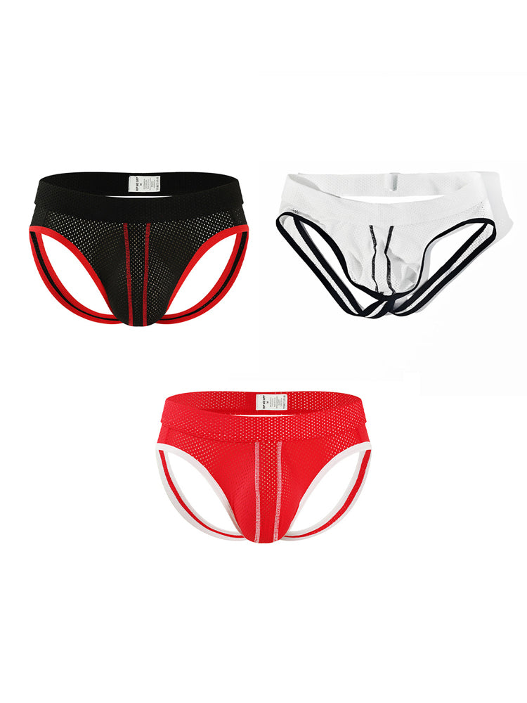 3 Pack Men's Breathable Mesh Sexy Moisture-Wicking 3D Cutting Jockstrap | dmunderwear detail image 2