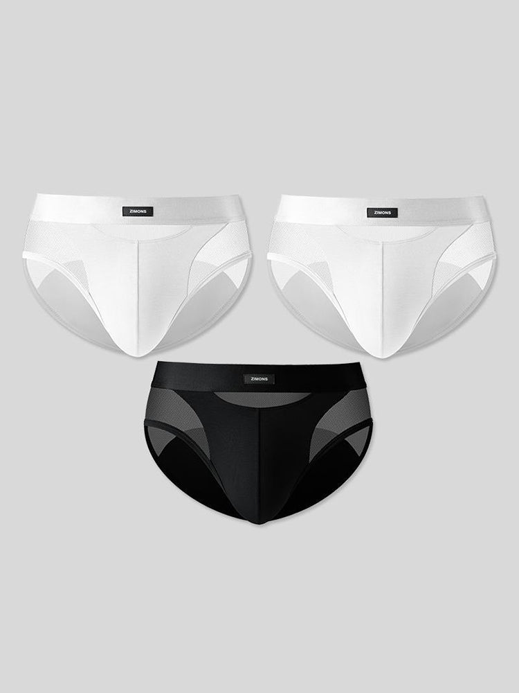 3 Pack Men's Breathable Sexy Lightweight Mesh Panels High-Rise Briefs | dmunderwear detail image 7