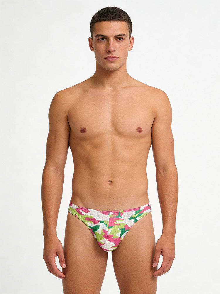 3 Pack Men's Camouflage Print Low-Rise & Sexy Mesh Breathable Briefs | dmunderwear