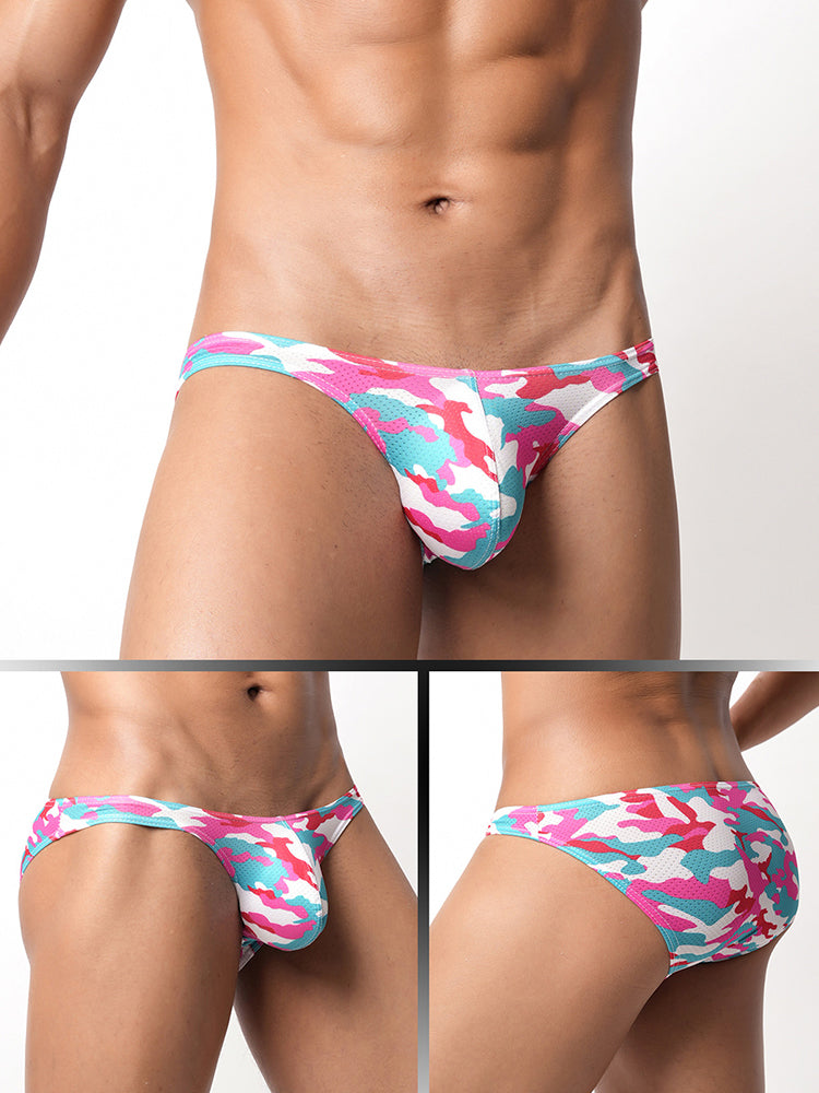 3 Pack Men's Camouflage Print Low-Rise & Sexy Mesh Breathable Briefs | dmunderwear detail image 13