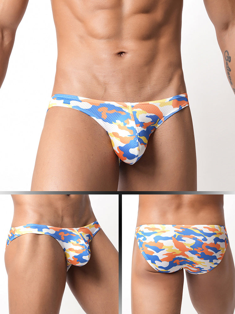 3 Pack Men's Camouflage Print Low-Rise & Sexy Mesh Breathable Briefs | dmunderwear detail image 14