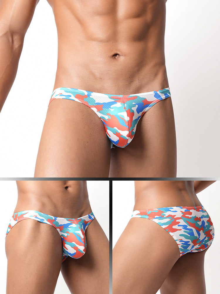 3 Pack Men's Camouflage Print Low-Rise & Sexy Mesh Breathable Briefs | dmunderwear detail image 15