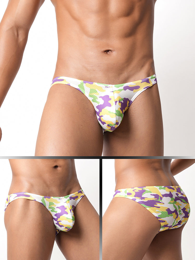 3 Pack Men's Camouflage Print Low-Rise & Sexy Mesh Breathable Briefs | dmunderwear detail image 16