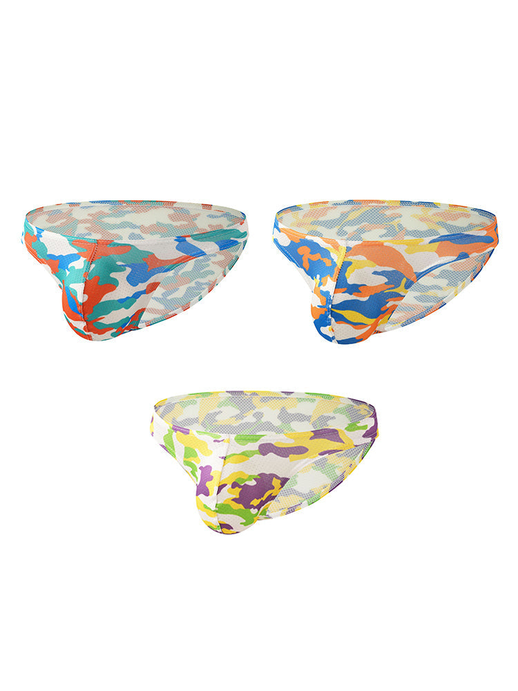 3 Pack Men's Camouflage Print Low-Rise & Sexy Mesh Breathable Briefs | dmunderwear detail image 17