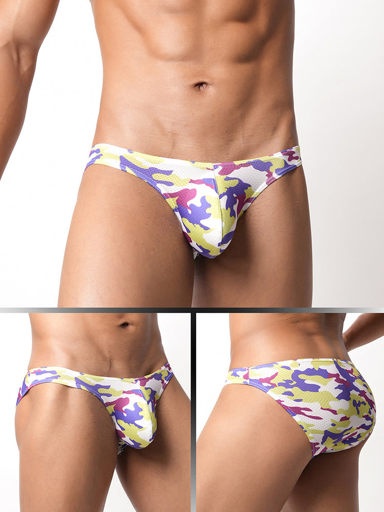3 Pack Men's Camouflage Print Low-Rise & Sexy Mesh Breathable Briefs | dmunderwear detail image 18