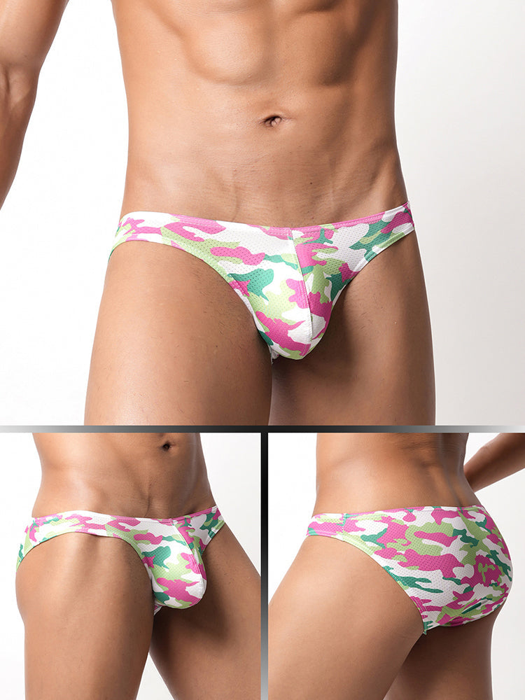 3 Pack Men's Camouflage Print Low-Rise & Sexy Mesh Breathable Briefs | dmunderwear detail image 19