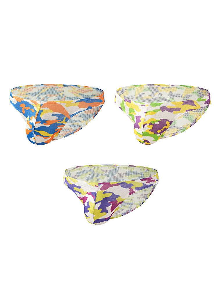 3 Pack Men's Camouflage Print Low-Rise & Sexy Mesh Breathable Briefs | dmunderwear detail image 7