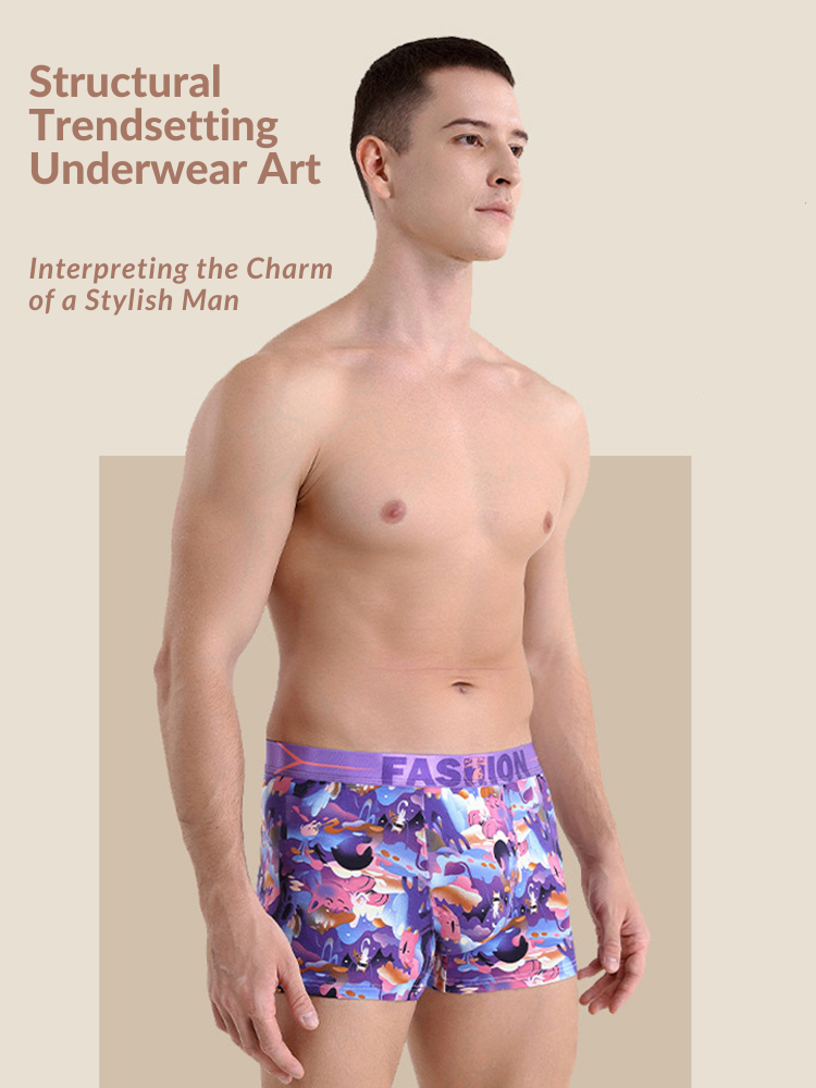 3 Pack Men's Cartoon Modal Printed Briefs And Trunks | dmunderwear