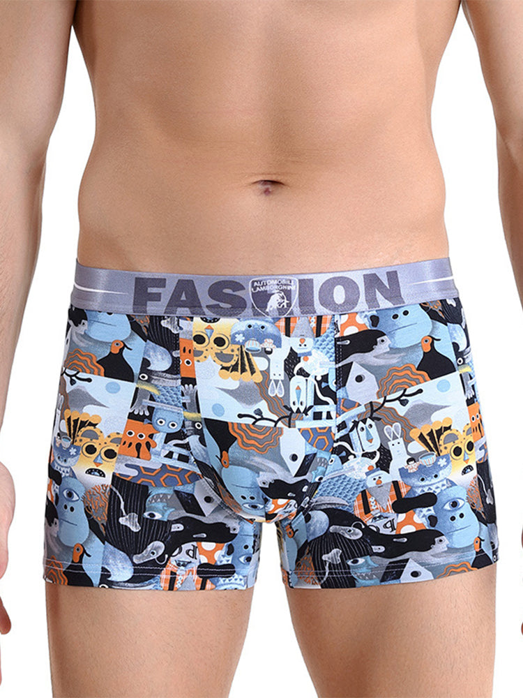 3 Pack Men's Cartoon Modal Printed Briefs And Trunks | dmunderwear detail image 10