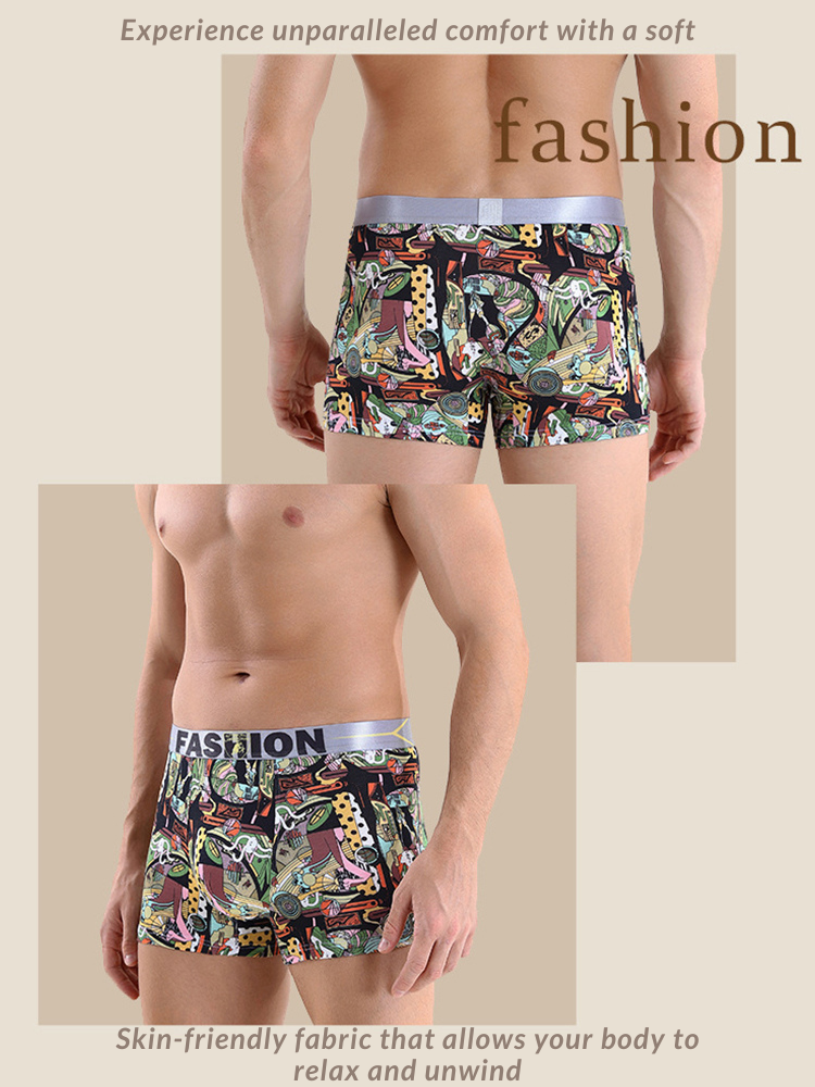 3 Pack Men's Cartoon Modal Printed Briefs And Trunks | dmunderwear detail image 16