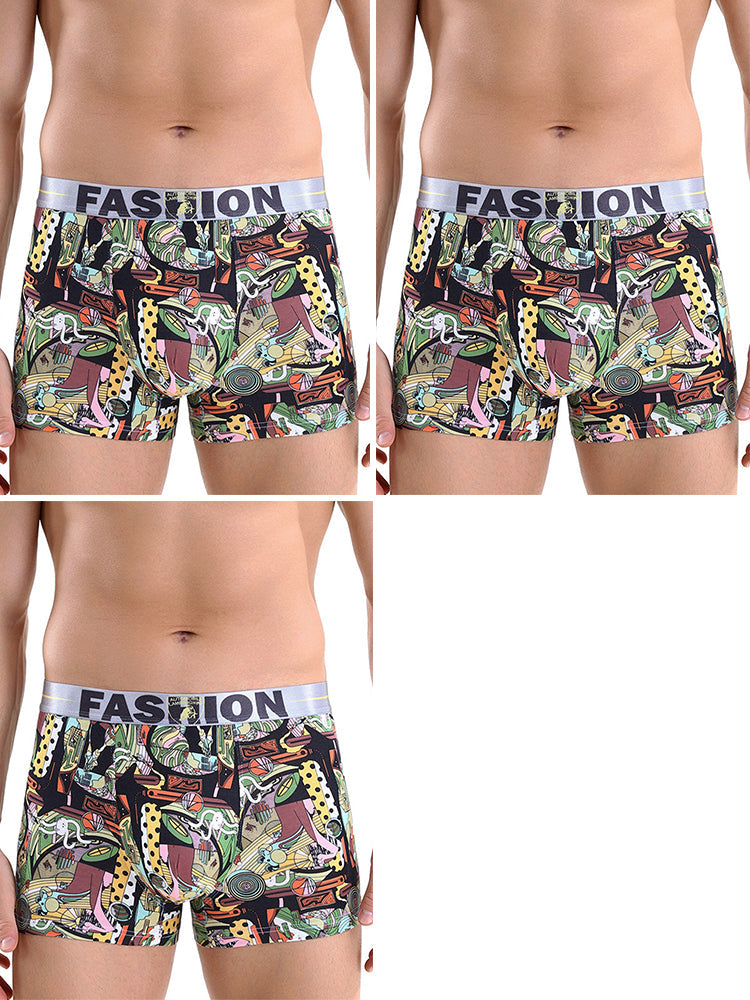 3 Pack Men's Cartoon Modal Printed Briefs And Trunks | dmunderwear detail image 17