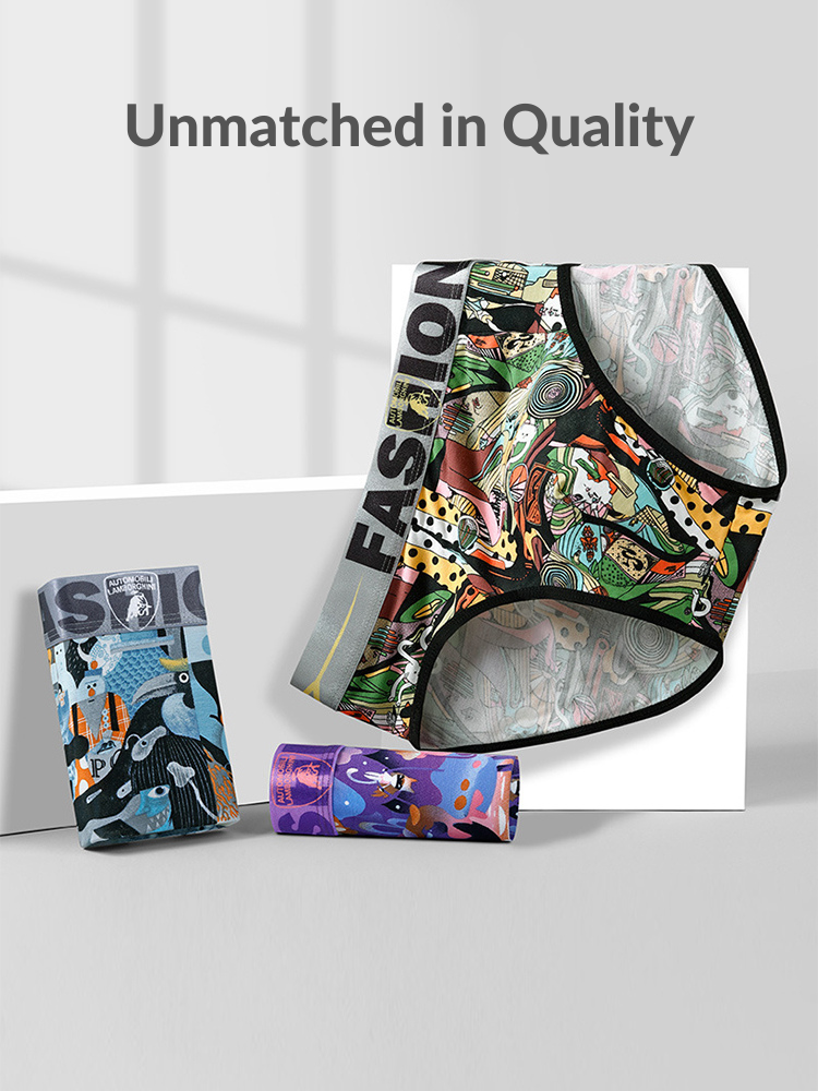 3 Pack Men's Cartoon Modal Printed Briefs And Trunks | dmunderwear detail image 18
