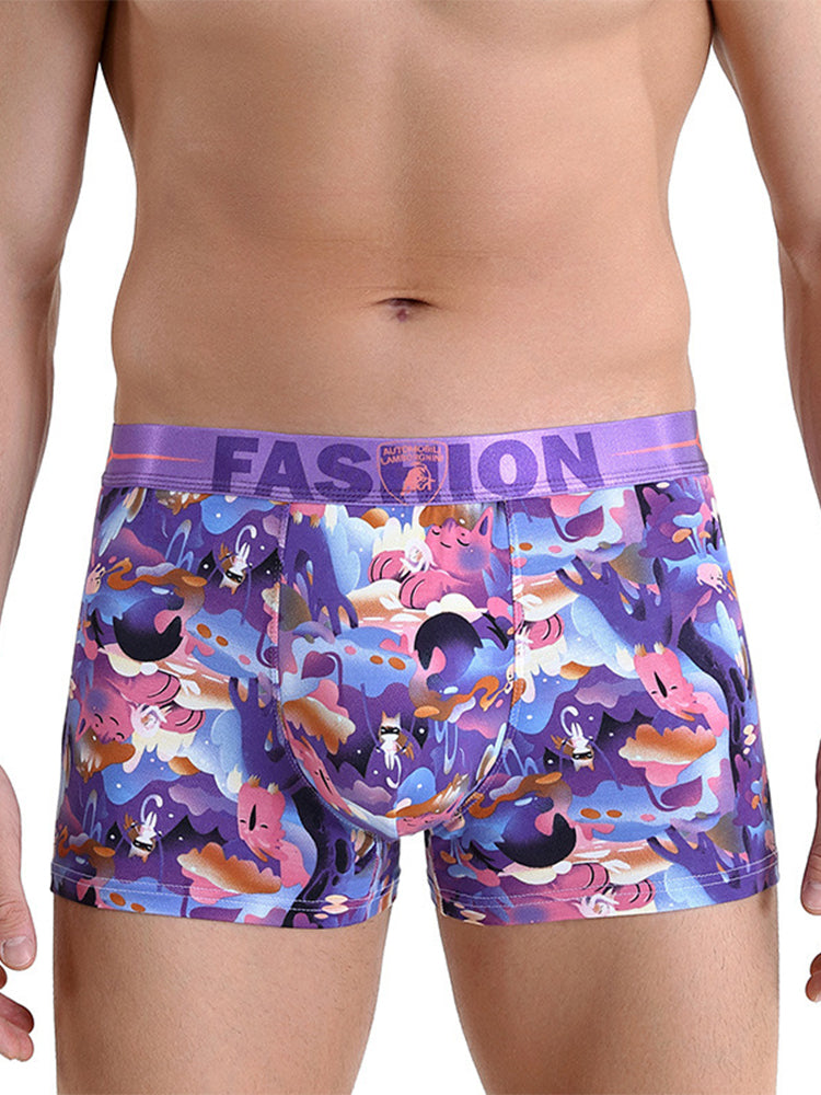 3 Pack Men's Cartoon Modal Printed Briefs And Trunks | dmunderwear detail image 3