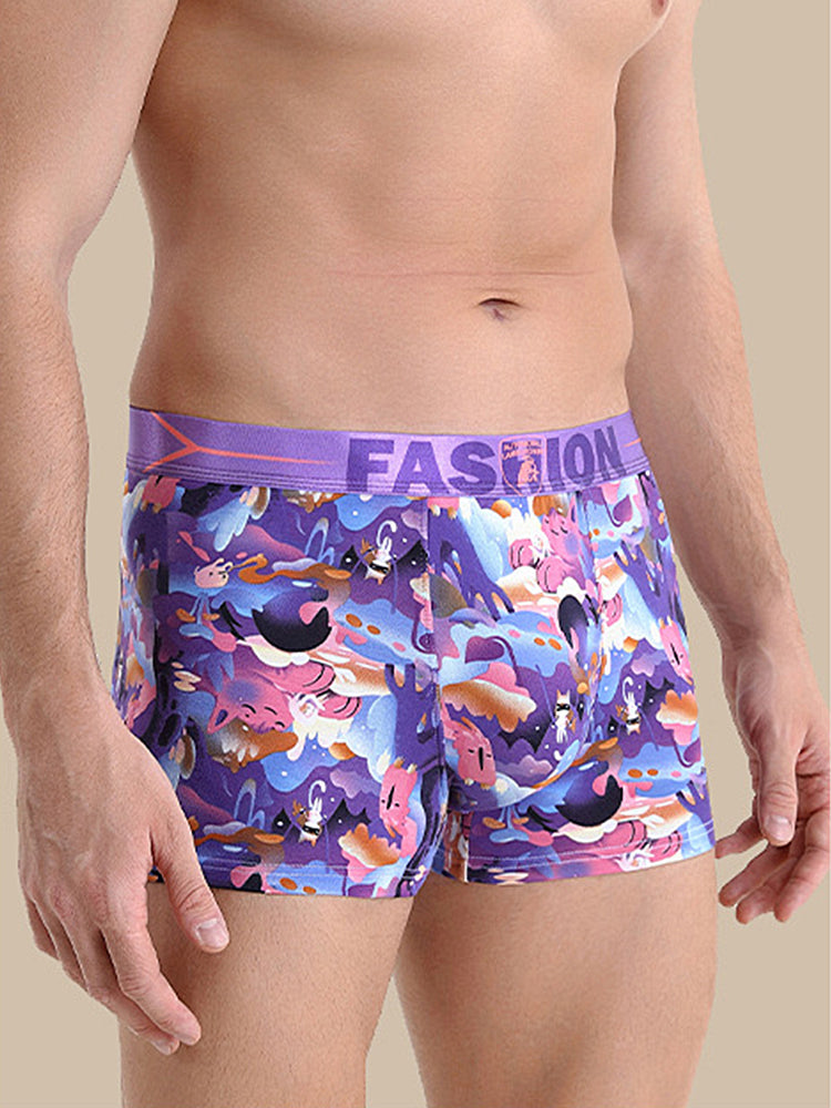 3 Pack Men's Cartoon Modal Printed Briefs And Trunks | dmunderwear detail image 4