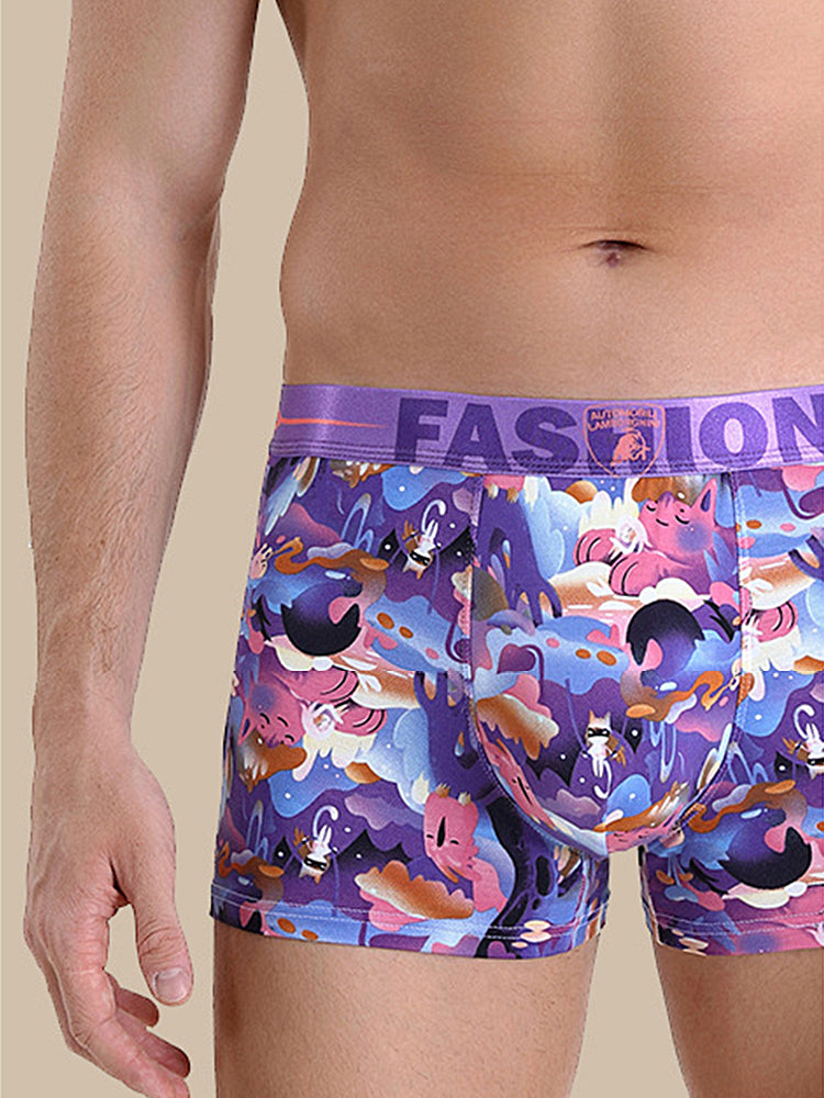 3 Pack Men's Cartoon Modal Printed Briefs And Trunks | dmunderwear detail image 5