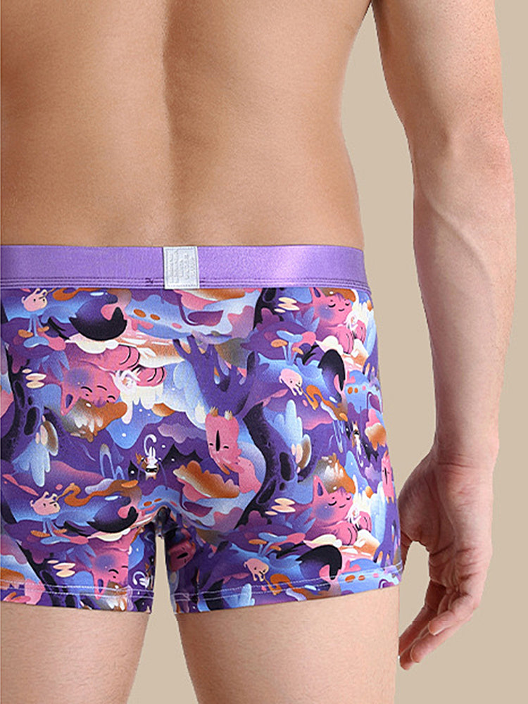 3 Pack Men's Cartoon Modal Printed Briefs And Trunks | dmunderwear detail image 6