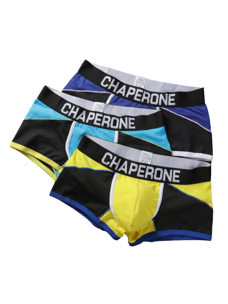 3 Pack Men's Color Block Cotton-Mesh Breathable & Trendy Trunks | dmunderwear detail image 10