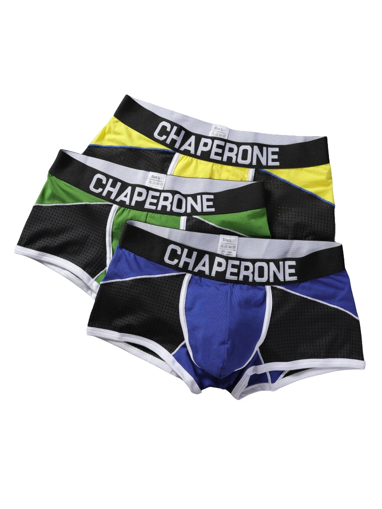 3 Pack Men's Color Block Cotton-Mesh Breathable & Trendy Trunks | dmunderwear detail image 11