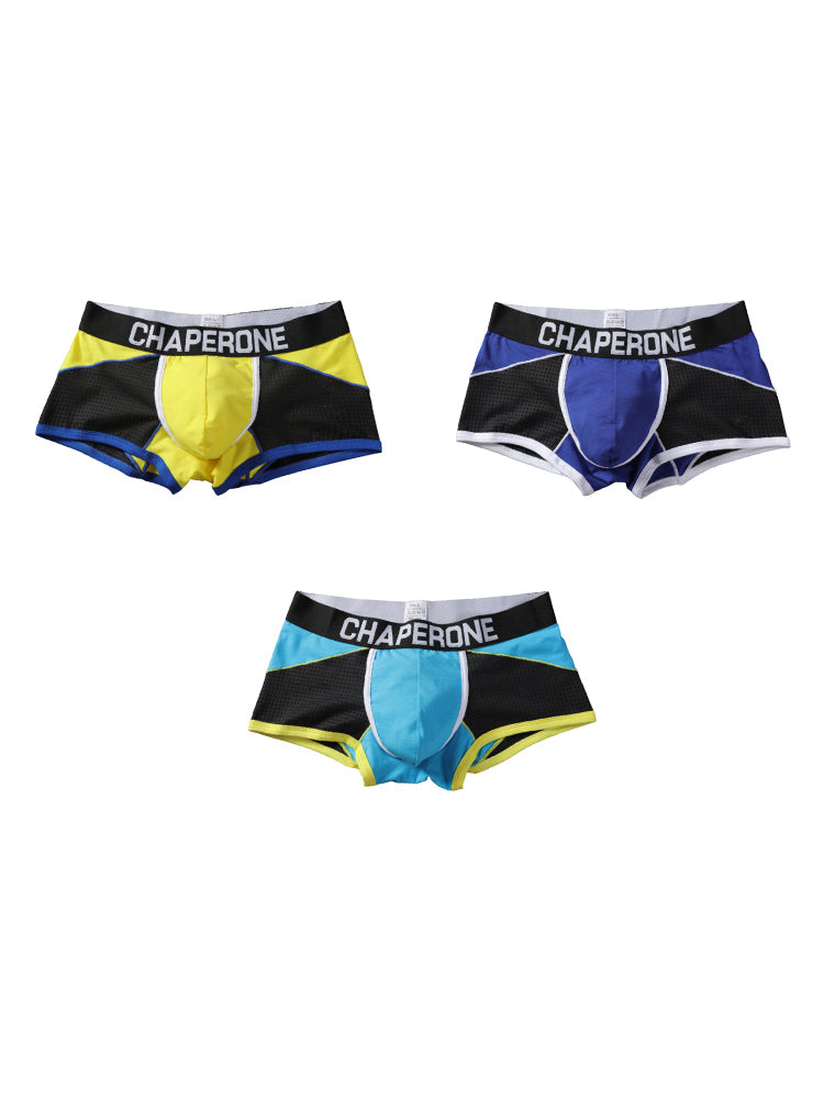 3 Pack Men's Color Block Cotton-Mesh Breathable & Trendy Trunks | dmunderwear detail image 13