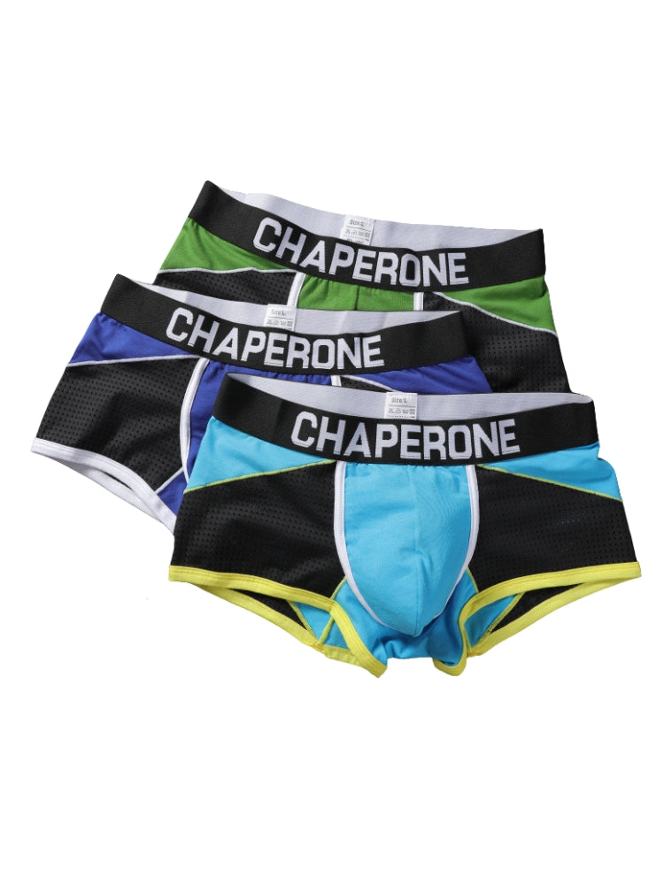3 Pack Men's Color Block Cotton-Mesh Breathable & Trendy Trunks | dmunderwear detail image 17