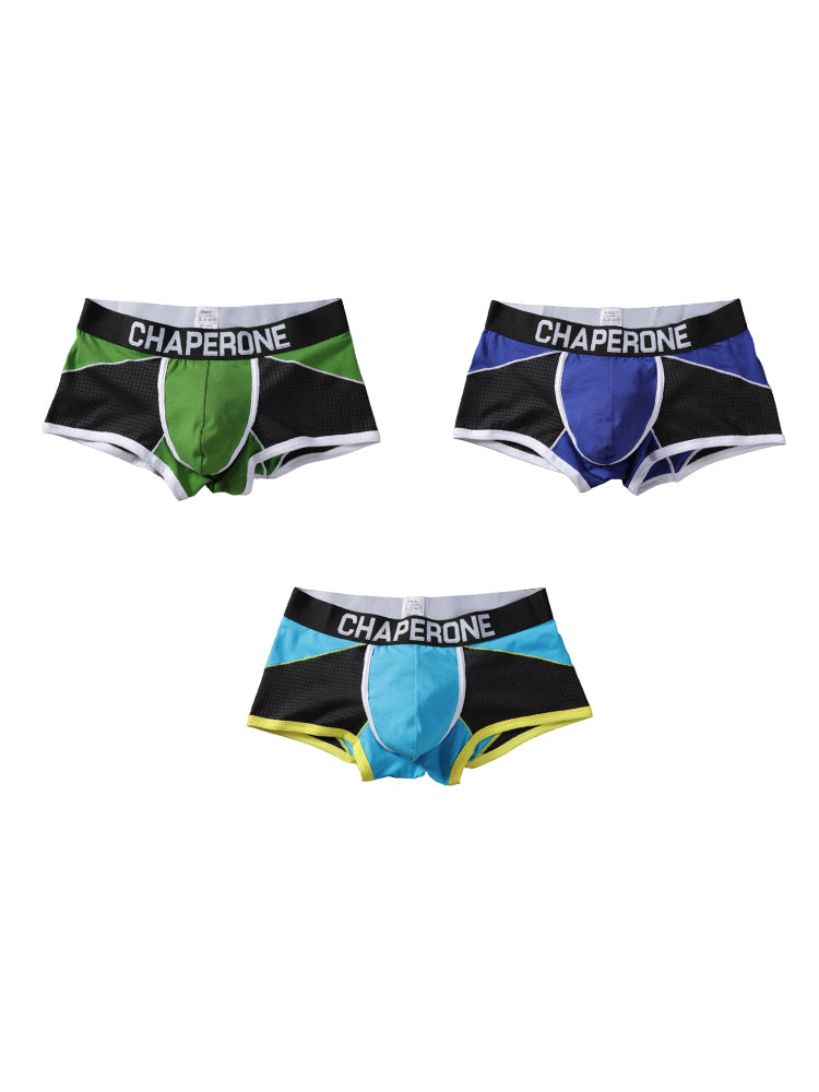 3 Pack Men's Color Block Cotton-Mesh Breathable & Trendy Trunks | dmunderwear detail image 18