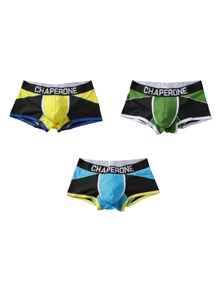 3 Pack Men's Color Block Cotton-Mesh Breathable & Trendy Trunks | dmunderwear detail image 7