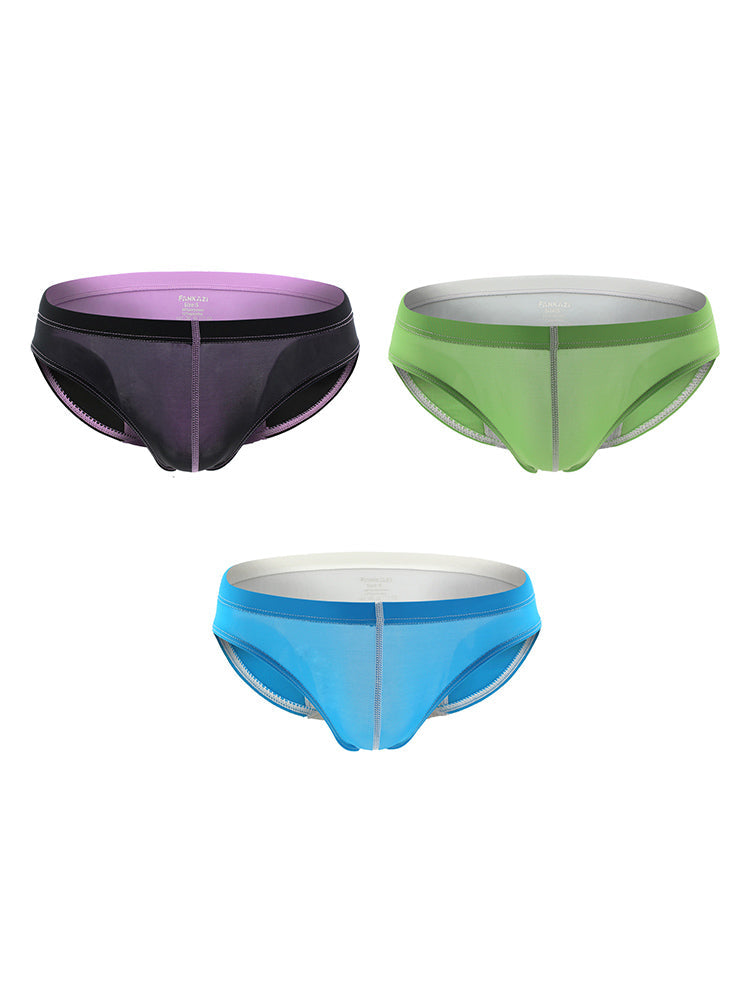 3 Pack Men's Color Block Low-Rise U-Pouch High-Stretch & Comfortable Briefs | dmunderwear detail image 12