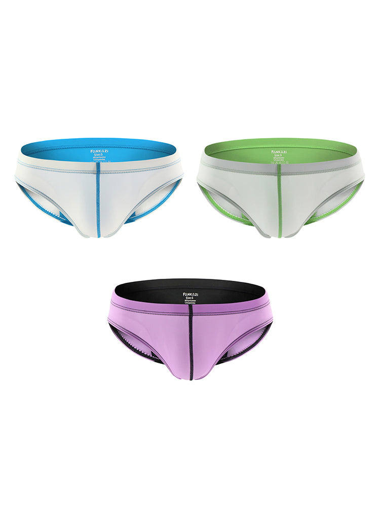 3 Pack Men's Color Block Low-Rise U-Pouch High-Stretch & Comfortable Briefs | dmunderwear detail image 17