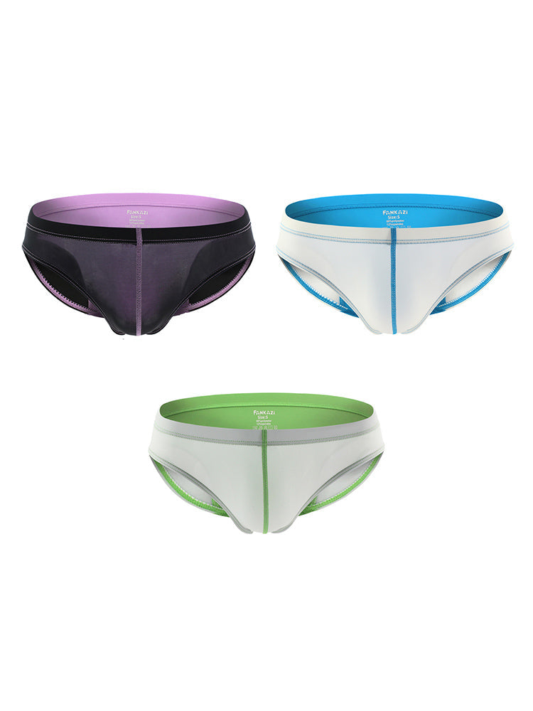 3 Pack Men's Color Block Low-Rise U-Pouch High-Stretch & Comfortable Briefs | dmunderwear detail image 2