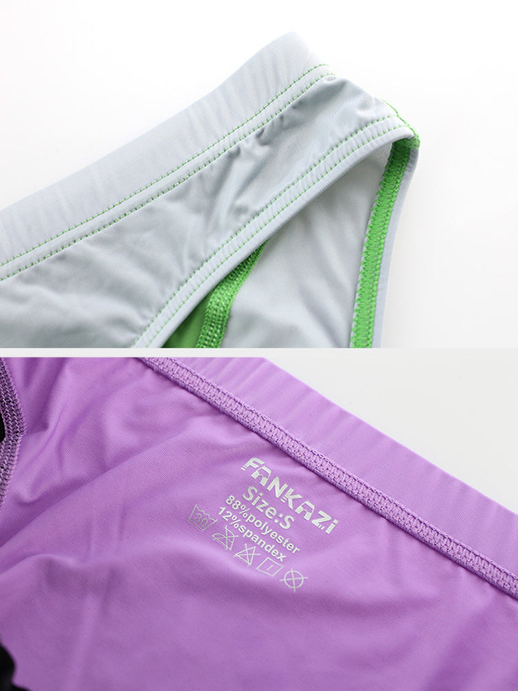 3 Pack Men's Color Block Low-Rise U-Pouch High-Stretch & Comfortable Briefs | dmunderwear detail image 6