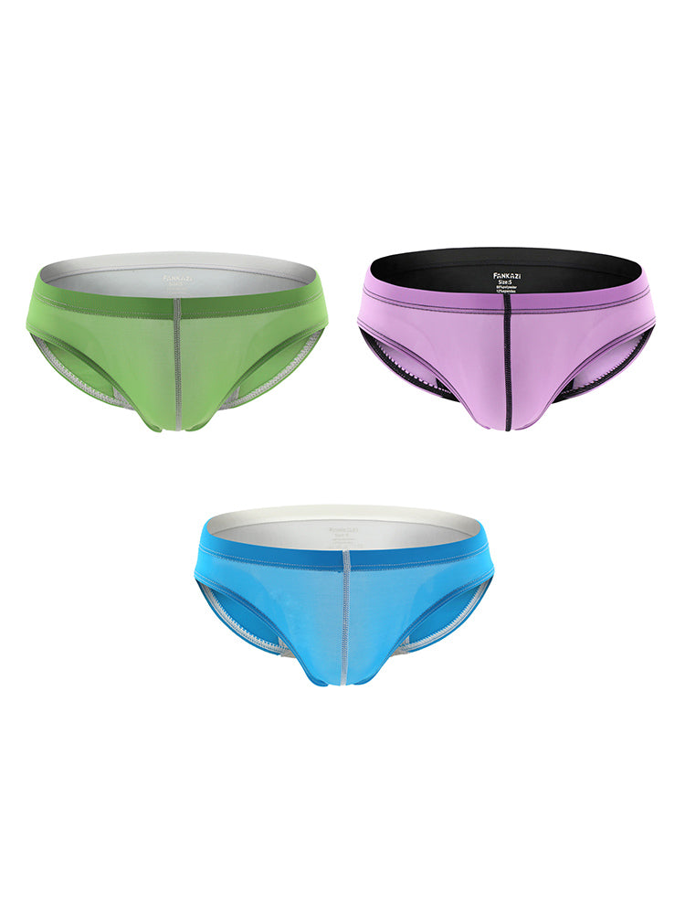 3 Pack Men's Color Block Low-Rise U-Pouch High-Stretch & Comfortable Briefs | dmunderwear detail image 7