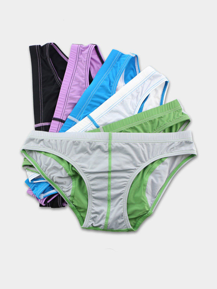 3 Pack Men's Color Block Low-Rise U-Pouch High-Stretch & Comfortable Briefs | dmunderwear detail image 9