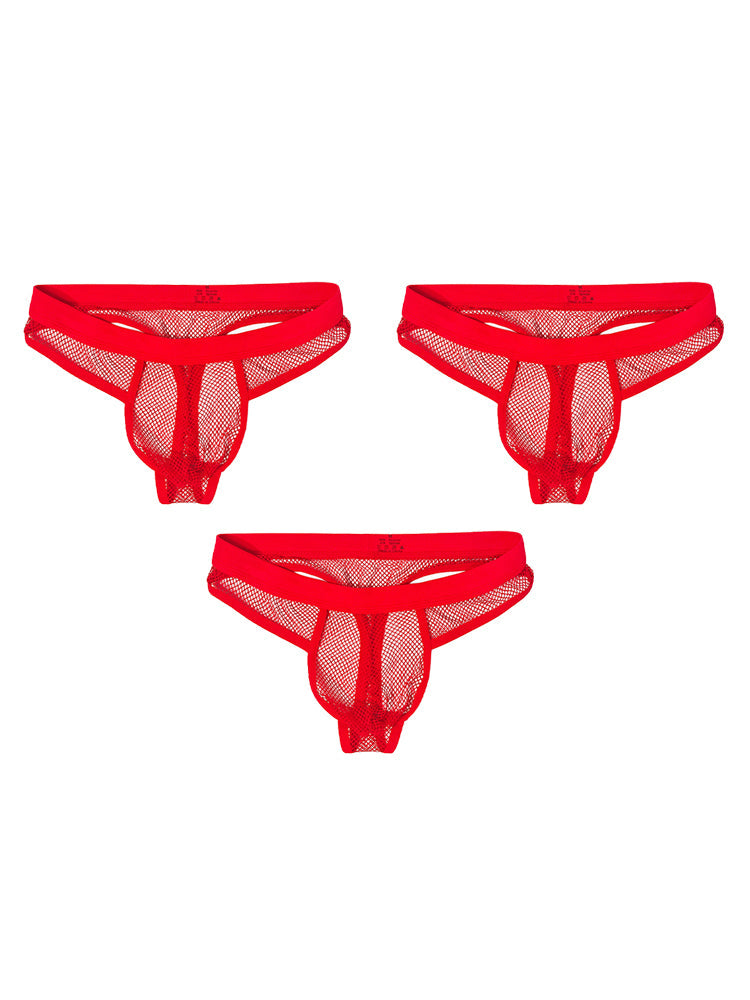 3 Pack Men's Comfort Mesh Cooling Sheer Sexy Stretch Fabric Thongs | dmunderwear detail image 14