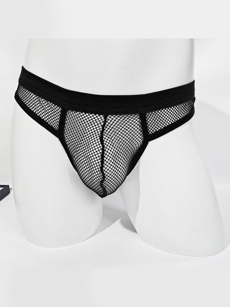 3 Pack Men's Comfort Mesh Cooling Sheer Sexy Stretch Fabric Thongs | dmunderwear detail image 3