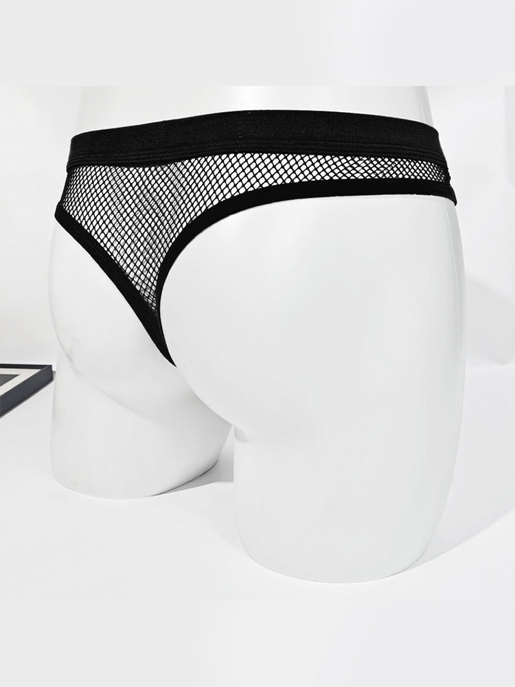3 Pack Men's Comfort Mesh Cooling Sheer Sexy Stretch Fabric Thongs | dmunderwear detail image 4
