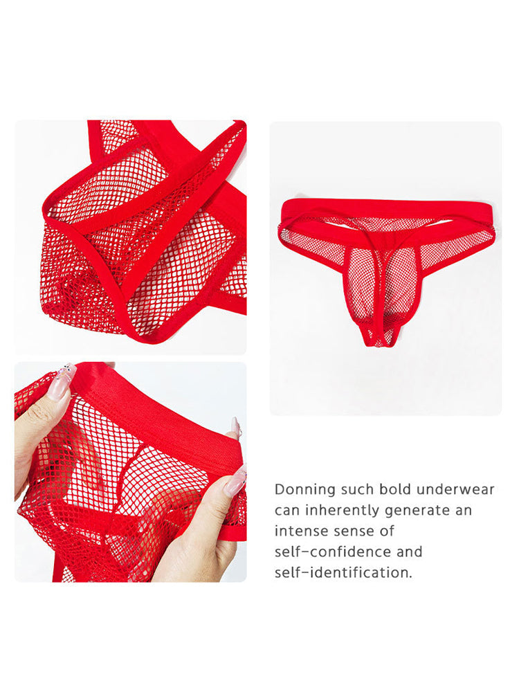 3 Pack Men's Comfort Mesh Cooling Sheer Sexy Stretch Fabric Thongs | dmunderwear detail image 9