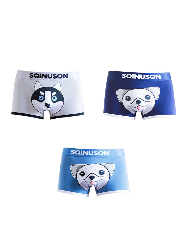 3 Pack Men's Comfortable Cotton Printed Mid-Rise Anti-Chafing Trunks | dmunderwear detail image 2