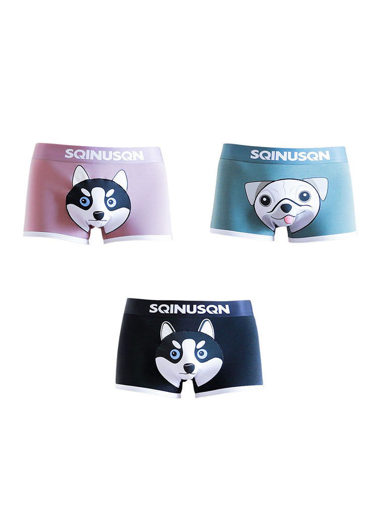 3 Pack Men's Comfortable Cotton Printed Mid-Rise Anti-Chafing Trunks | dmunderwear detail image 9