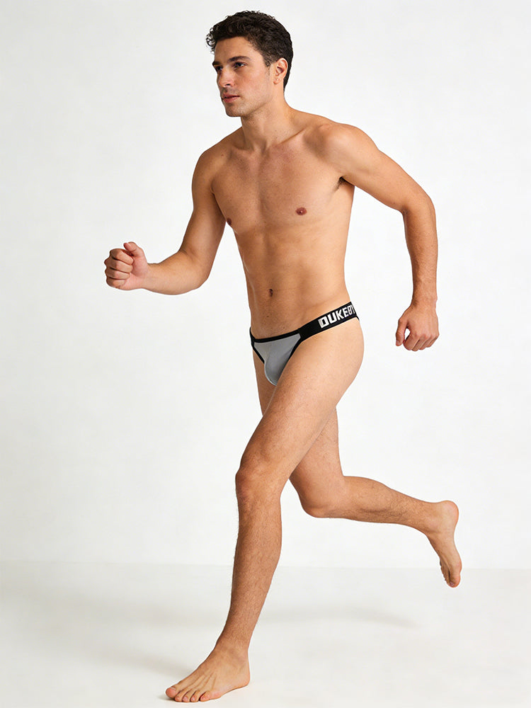 3 Pack Men's Comfy Wide Waistband Breathable Durable Stretch Thongs | dmunderwear detail image 4