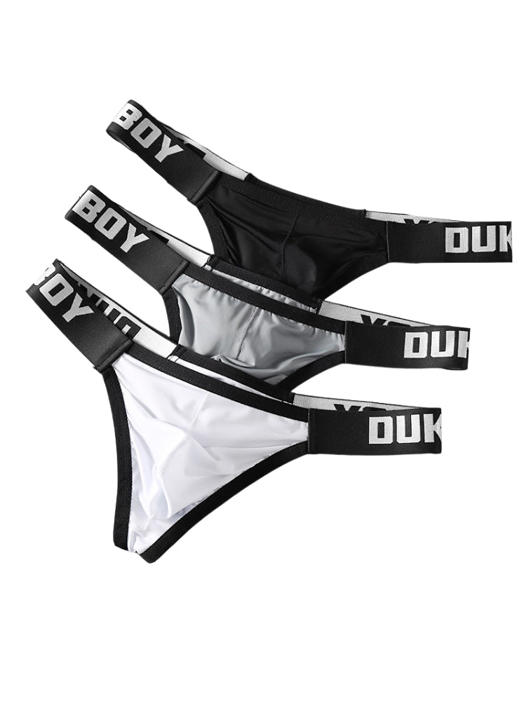 3 Pack Men's Comfy Wide Waistband Breathable Durable Stretch Thongs | dmunderwear detail image 6