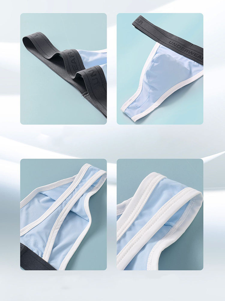 3 Pack Men's Contoured Pouch Ice Silk Thong | dmunderwear detail image 12