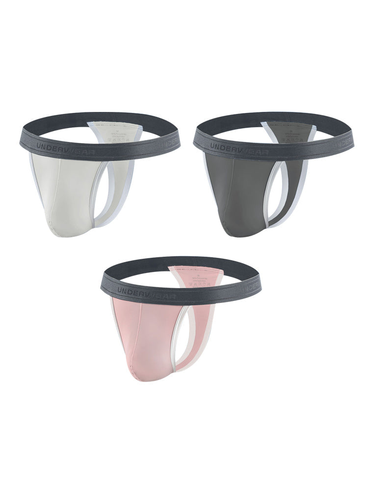 3 Pack Men's Contoured Pouch Ice Silk Thong | dmunderwear detail image 2