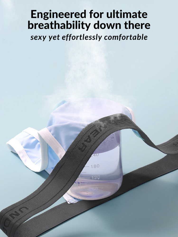 3 Pack Men's Contoured Pouch Ice Silk Thong | dmunderwear detail image 8