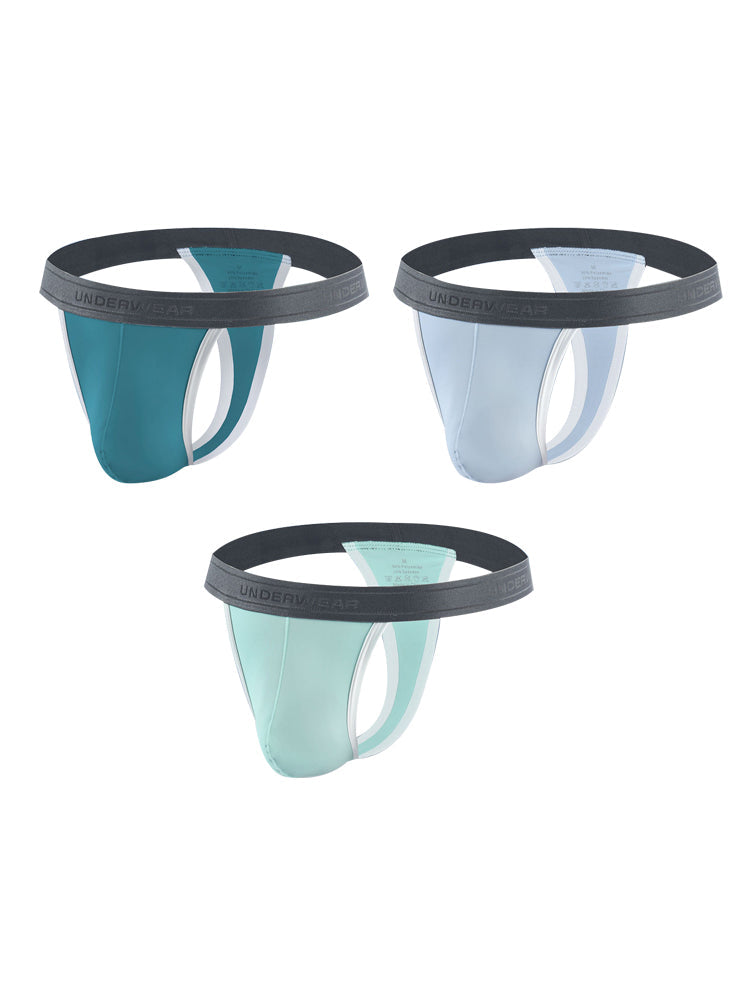 3 Pack Men's Contoured Pouch Ice Silk Thong | dmunderwear detail image 9