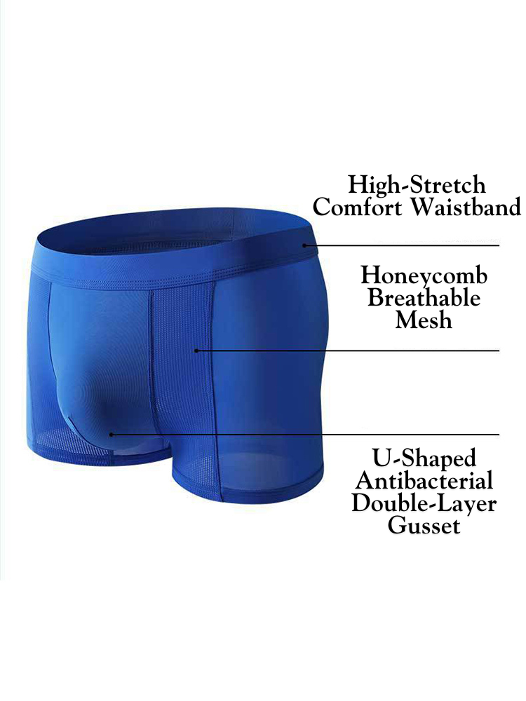 3 Pack Men's Cool Ice Silk Mesh Seamless Comfort Trunks | dmunderwear detail image 11