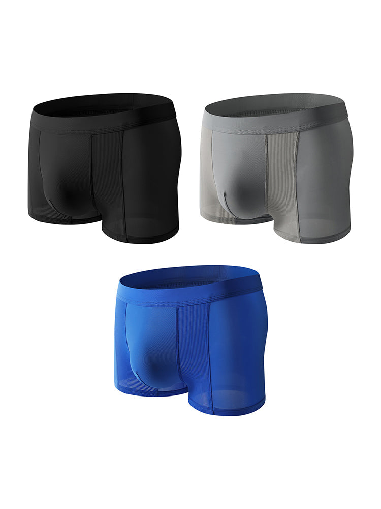 3 Pack Men's Cool Ice Silk Mesh Seamless Comfort Trunks | dmunderwear detail image 14