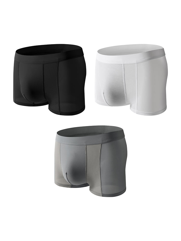 3 Pack Men's Cool Ice Silk Mesh Seamless Comfort Trunks | dmunderwear detail image 2