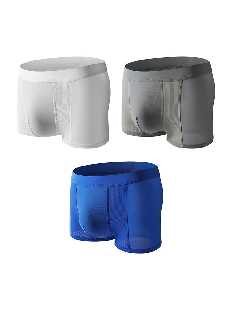 3 Pack Men's Cool Ice Silk Mesh Seamless Comfort Trunks | dmunderwear detail image 20